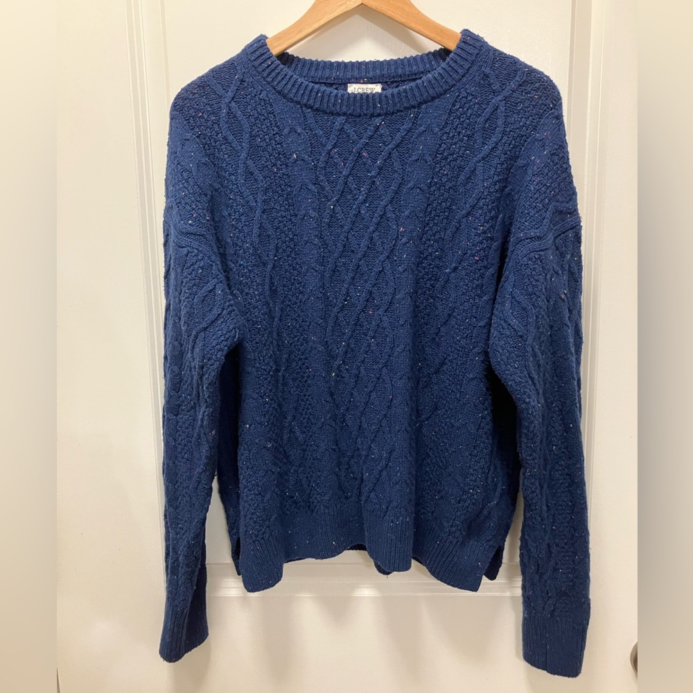J. Crew Speckled Blue Knit Sweater Size L
